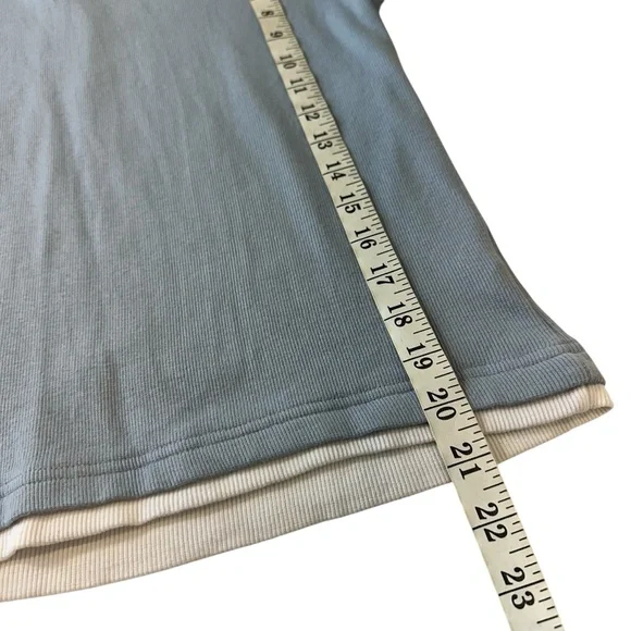 Daily Drills Light Blue Ribbed Layered Tee, M/L - Picture 3 of 5